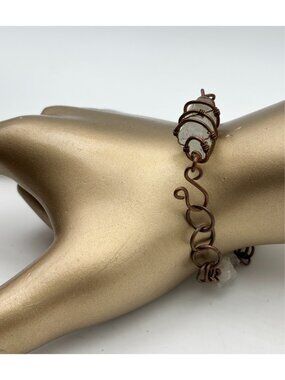 1970s Raw Crystal Hand-Crafted Bracelet-Copper Wrapped